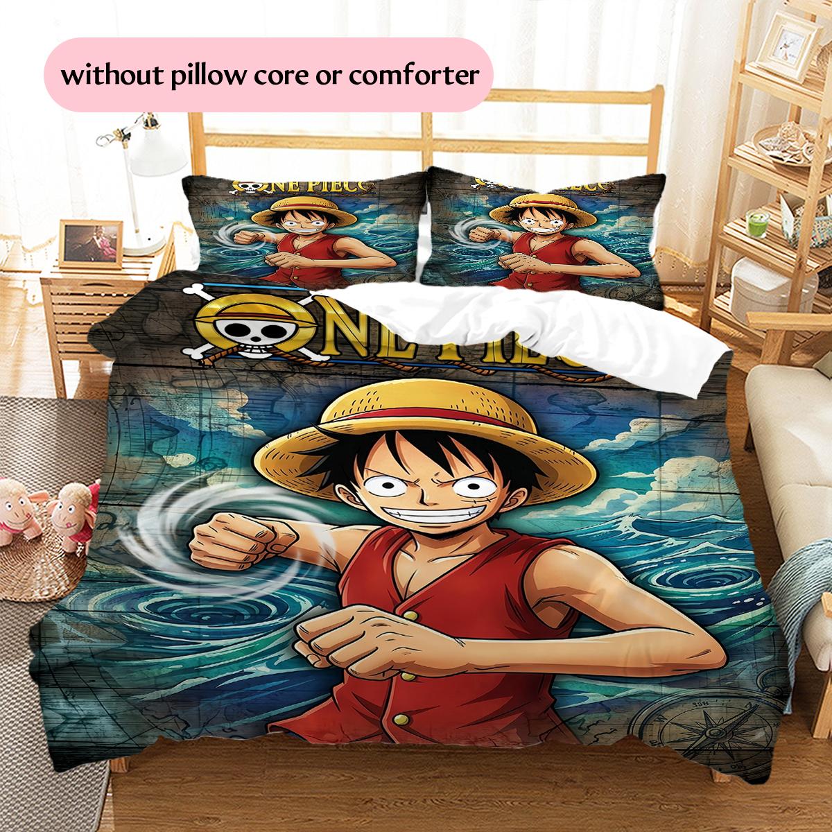 

One Piece Luffy & Zoro Sketch Pattern Bedding Home Decoration Festival Gift (1 * duvet cover + 2 * pillowcase, without core) 135x200cm