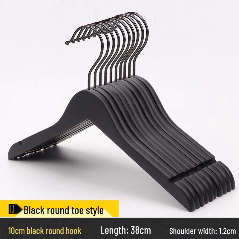Women's Clothing & Children's Store Non-slip Solid Wood Hangers - Pure Black Trouser & Clothes Hangers