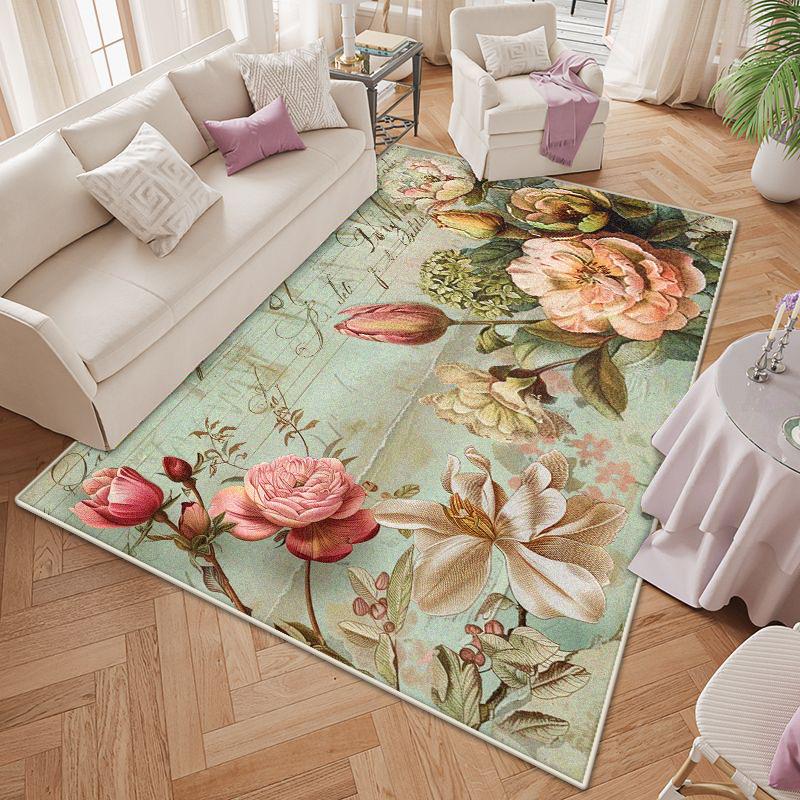 Modern Style Flower Design Decoration Bedroom Carpet Non-slip Living Room Rug Big Size Cloakroom Dressing Table Mat Easy Clean
