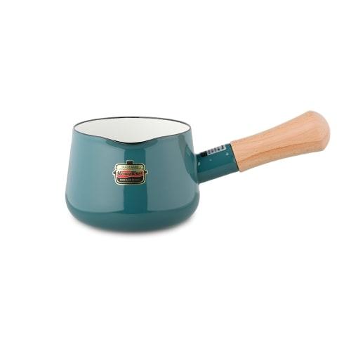 Fuji Enamel Painted Milk Pan, Smoke Blue, 12cm, Solid SD-12M SB