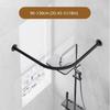 L Shaped Shower Curtain Rail Stainless Steel Anti-Slip Rubber Pads Retractable Rod Metal Surface No Drilling Corner Shower Rail