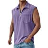 Men's Summer Solid Color Sports Zipper Lapel Vest Men's Sports Casual Vest