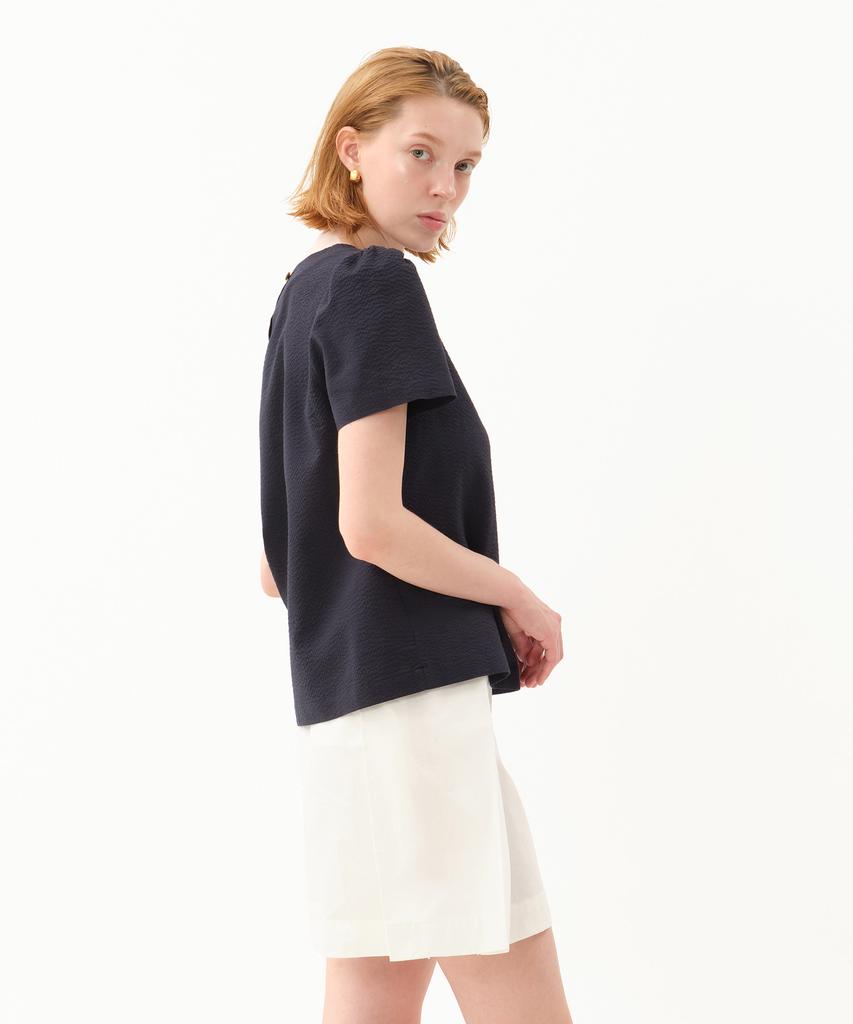 JUN BY JUN K Seersucker Blouse_Navy