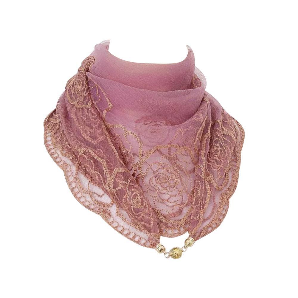 

Sunscreen Square Scarf Retro Embroidered Neckerchief Flower Silk Scarf For Spring Summer Autumn світло-фіолетового кольору