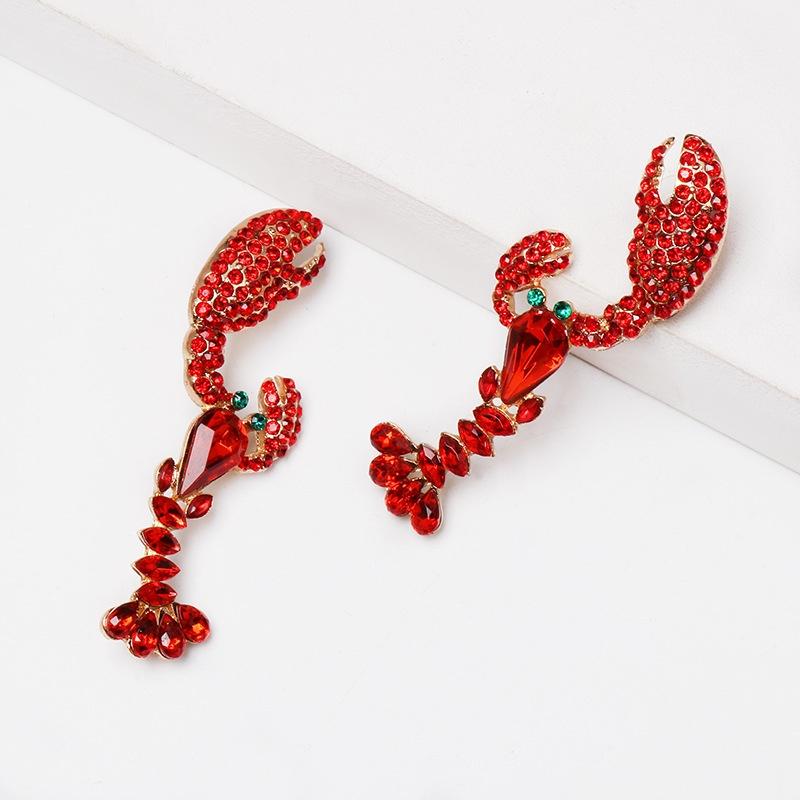 Pinkdudu Bohemian Multicolor Animal Lobster Shaped Dangle Earrings Crystal Statement Drop Earrings for Women Jewelry OG009