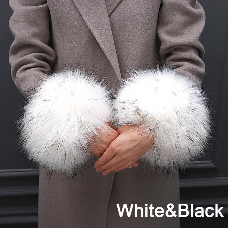 Женский ветрозащитный элегантный зимний плюшевый браслет из искусственного лисьего меха, манжеты на рукавах, теплый браслет на руки