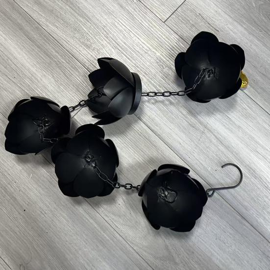 Outdoor Lotus Rain Chain Heavy Duty Metal Garden Hanging Rain Catcher Cups Outside Gutters Downspouts Replacement Decorative Rain Chain