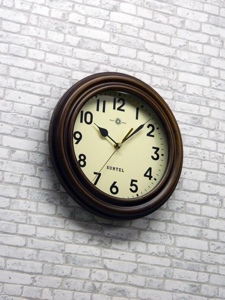 Orologio da Parete Radiocomandato Retro Suntel DQL729A-AN, Marrone Antico, Made in Japan