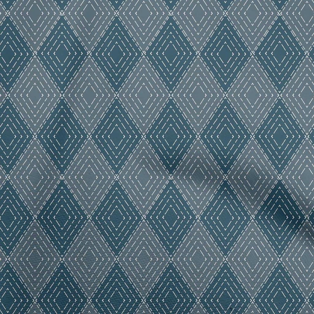 oneOone Cotton Flex Dark Teal Blue Fabric Check Argyle Diy Clothing Quilting Fabric Print Fabric By Yard 40 Inch