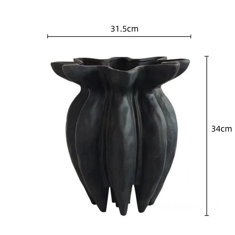 For Abstract Vase Black Jellyfish Petal Flower Pot Artistic Floral Arrangement Handicraft Flower Vase Home Decoration Accessorie