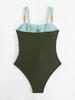 2025 Patchwork Metal Buckle Bestseller Women's One-Piece Swimsuit - European and American Beach Style