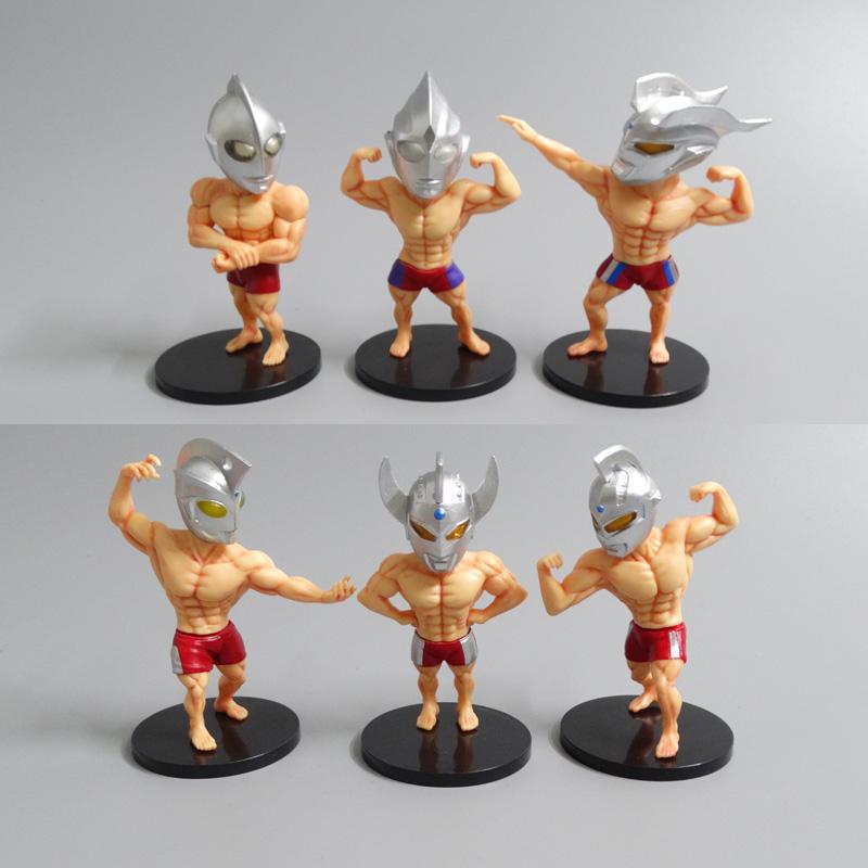 

6Pcs/Kit Ultraman Muscle Man Action Figures Gag Collection Line Collector-Worthy Miniature Car Decor Plaything Action Gashapon Figure Miniature