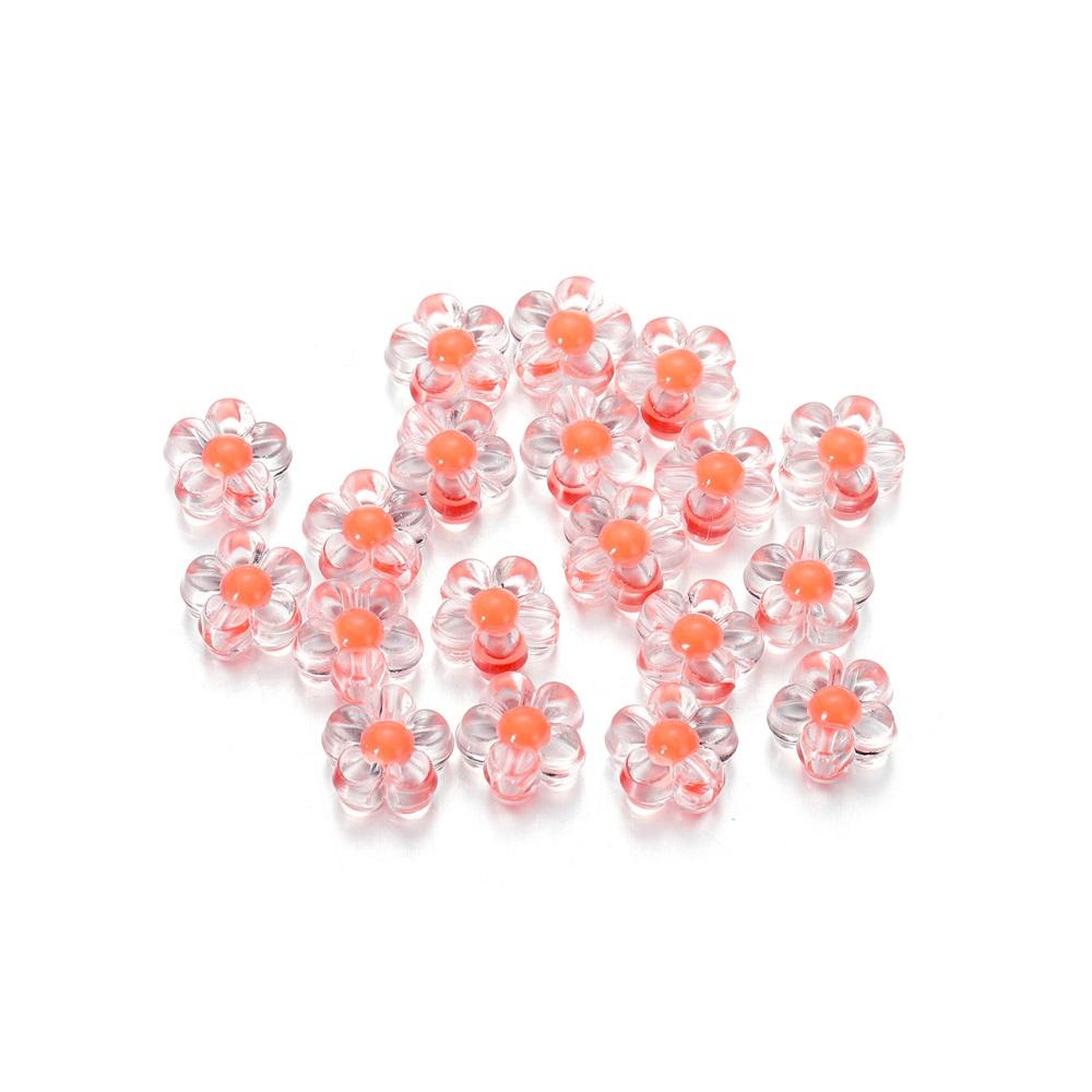 20Pcs/Pack Acrylic Spaced Beads Candy Heart Flower Shape Beads Decoration For DIY Necklace Earrings Jewelry Making Supplies