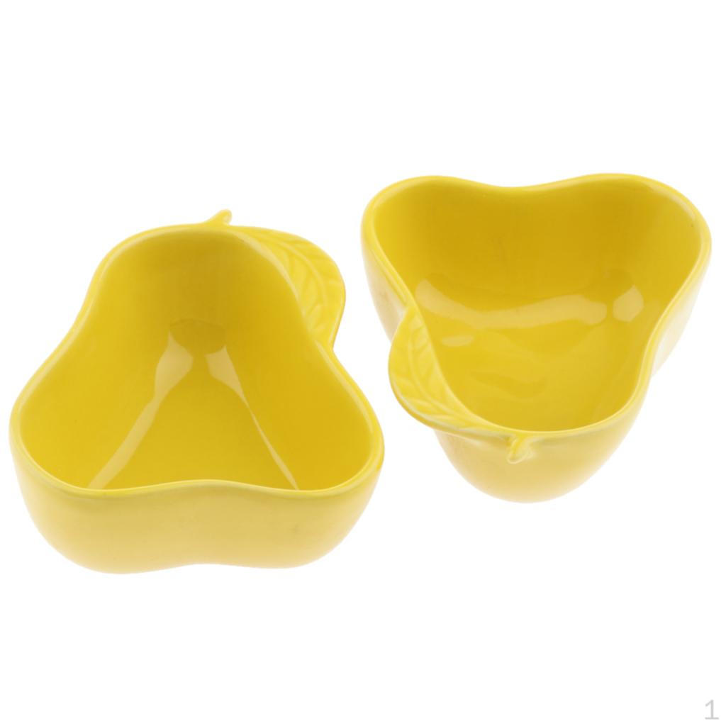 

Feeder And Waterer, Ceramic Small Pets for Bird Guinea Pig Hamster Chinchilla Ferret - Various Pear_Yellow