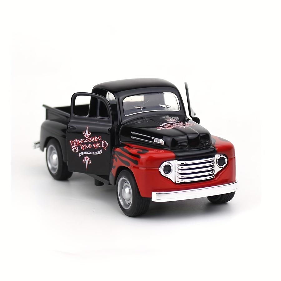 

1/32 имитация сплава, граффити, пикап, модель автомобиля, детская игрушечная машина, украшение, возвратная модель автомобиля, двойная дверь, открывающаяся литье под давлением, игрушка, металлический автомобиль, подарок 1/32-Size:12.5*5*4cm чёрный/красный