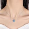 925 Sterling Silver Fashion Light Luxury Blue Love Zircon Pendant Necklace Birthday Party Anniversary Gift