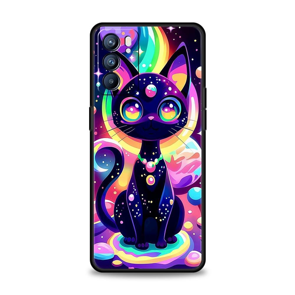 Colorful Cat Design Phone Case For Oppo Reno 13 12 11 10 7 F Find X5 X6 A98 A80 A79 A78 A57 A54 A31 A17 Pro 5G Soft TPU Cover