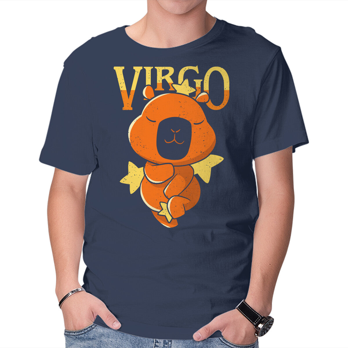 Unisex Crew Neck T-Shirt Capybara Virgo Graphic Short Sleeve Casual Tee XXXL