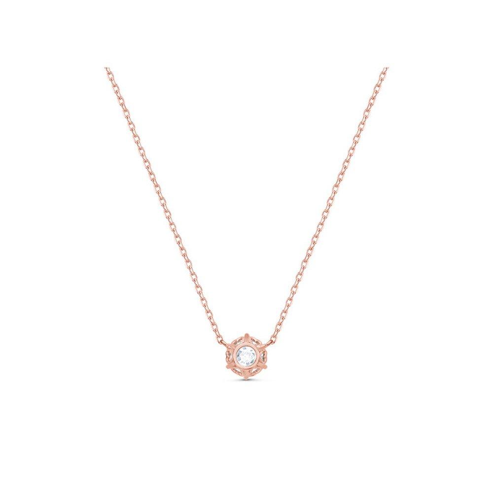 Solitaire Round Heart Necklace (Rose Gold)