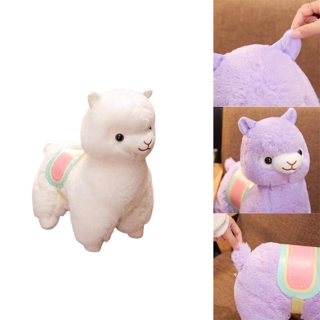 Peluche Grande y Lindo de Alpaca para Niñas, Suave y Abrazable, Muñeco de Cordero Relleno con Relleno de Algodón PP para Dormir o Abrazar, Rosa, Blanco y Morado
