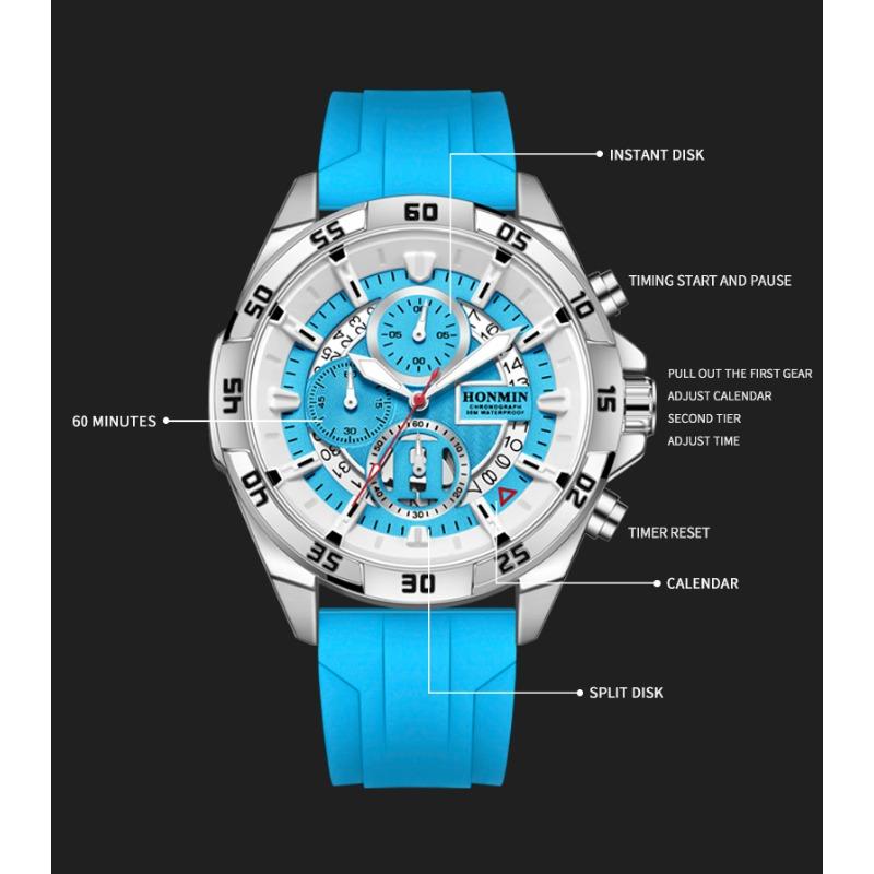 Luxus Herren Armbanduhr Quarz Original Silikonarmband Herrenuhren Datum Chronograph Wasserdicht Leuchtend Mann Uhr Männlich+Box