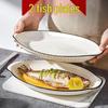 Ceramic Fish Plate for Home - Elegant Steamed and Braised Fish Server
