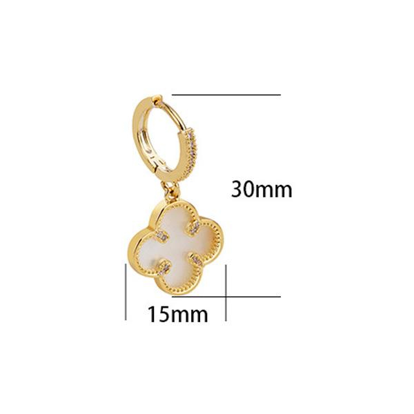 2026 Französische Klassische Perlmutt Kleeblatt Hängeohrringe - Elegante Zirkonia Einarbeitungs Ohrstecker für Damen Leichter Luxus Schmuck