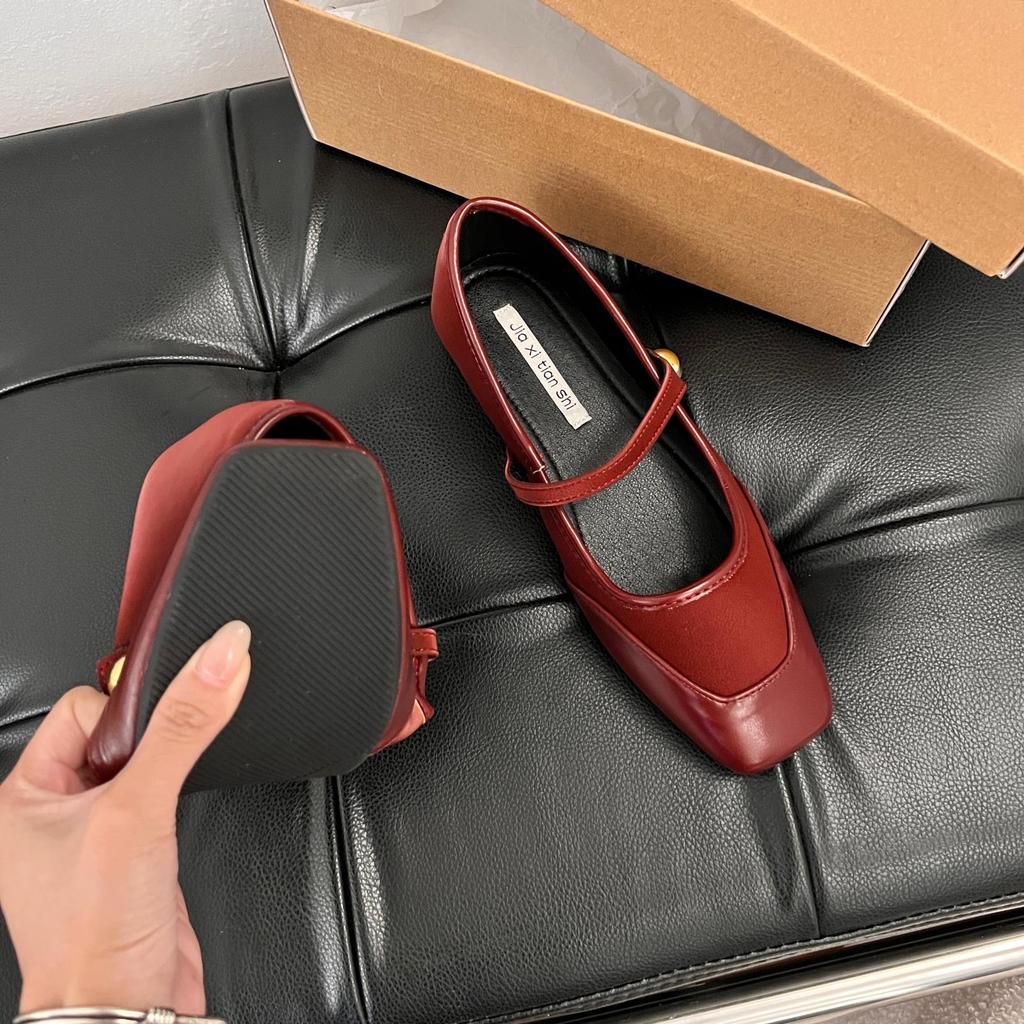 Fashion Delicate Belt Strap Ballet Shoes Woman Patchwork Mary Janes Loli Flats Square Toe Shallow Mocasines Mujer Brides Wedding Loafers