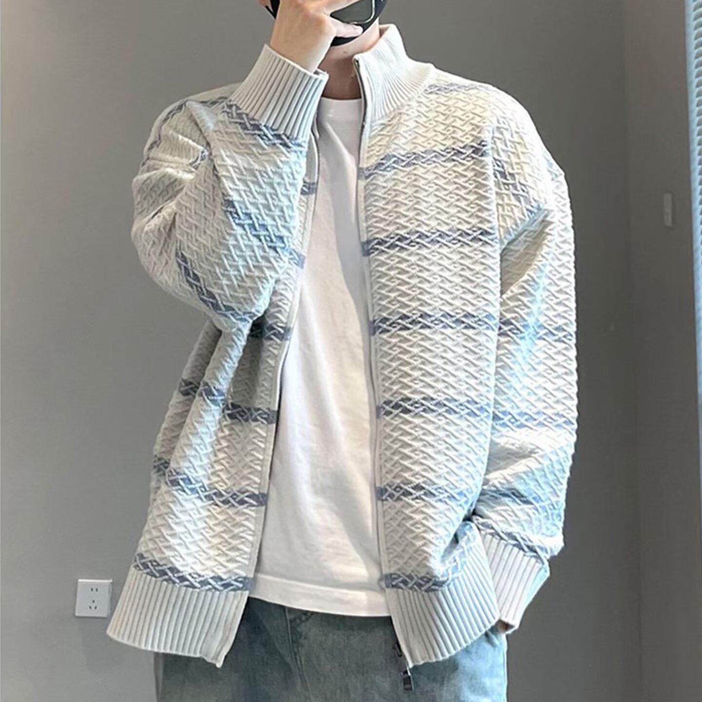 Мужской ретро-кардиган с V-образным вырезом повседневный осенне-зимний 2025 - тренд на однотонный вязаный трикотаж 2XL серый 3180₽