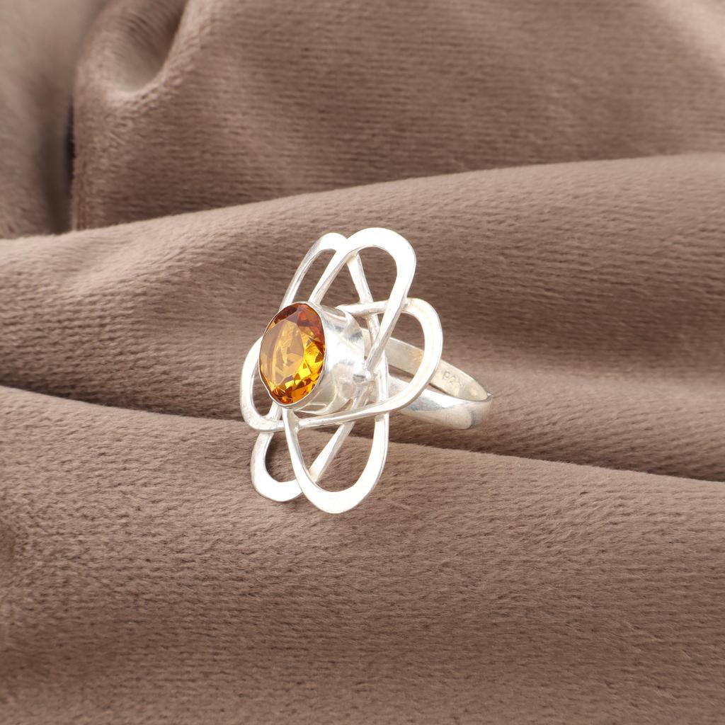 Citrine Gemstone Jewelry, 925 Sterling Silver Ring, Handmade Gorgeous Silver Ring, Designer Silver Ring For Thanksgiving Gift