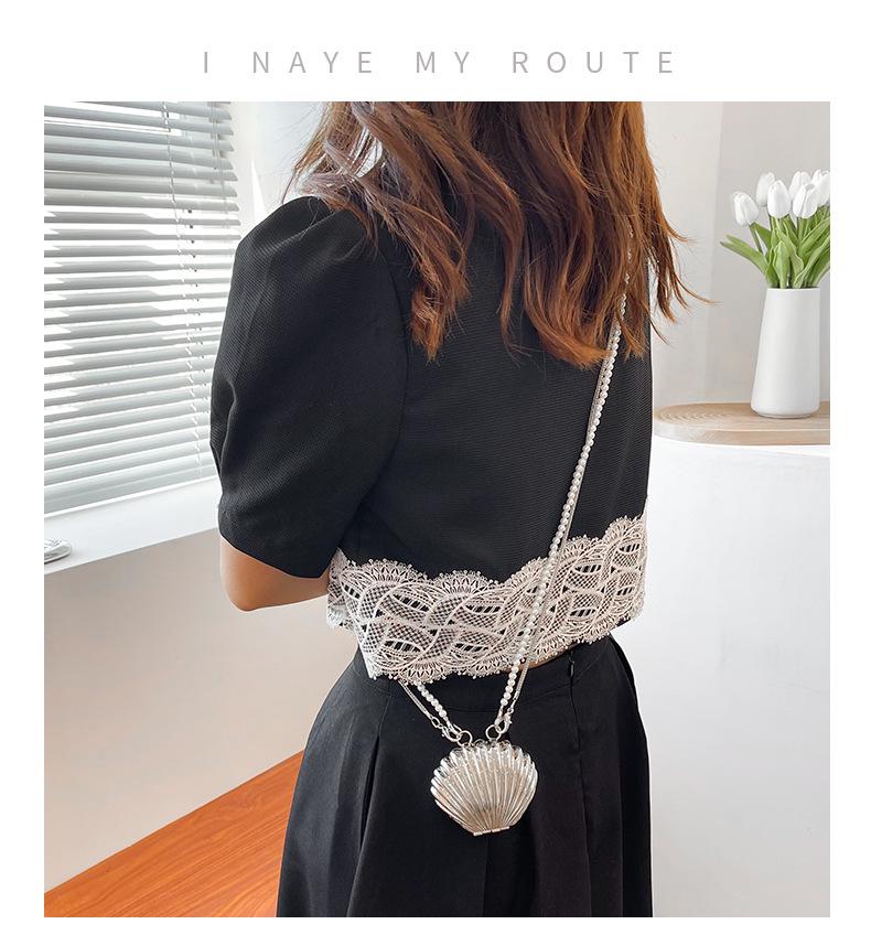 Shell Small Women's Evening Bag - 2025 Pearl Chain Crossbody & Handheld Shoulder Bag, Korean Style.