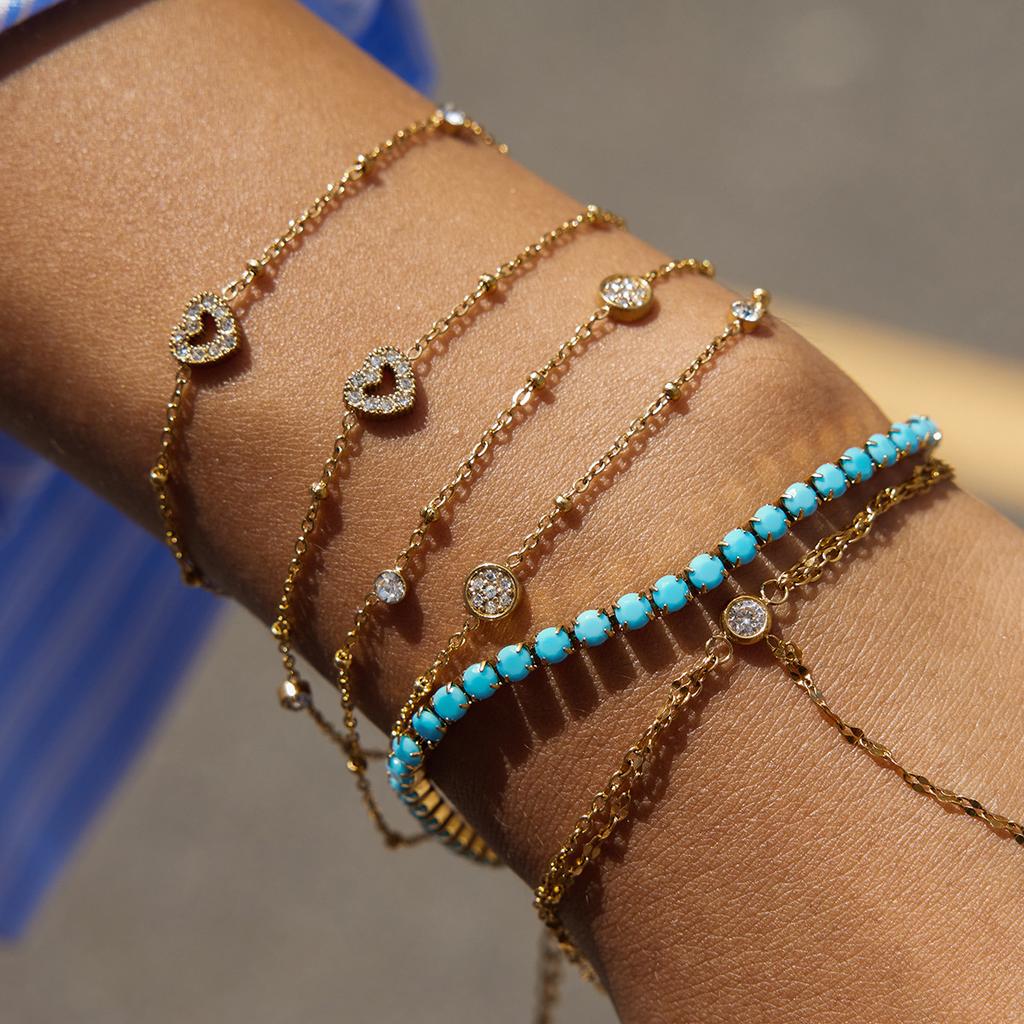 Delikat armband 18k guld nischdesign dubbellagerkedja QT-spänne armband
