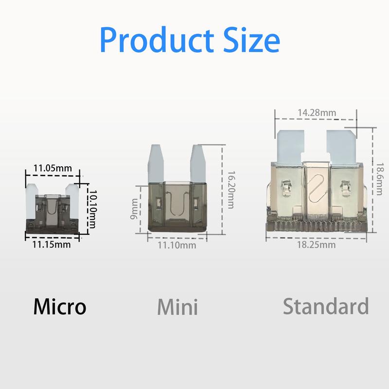 100Pcs Micro Blade Fuse 2A-35A AMP 32V Low Profile Mini Car Auto Fuses for Truck RV Campervan SUV Motorcycle Boat Assorted Amp