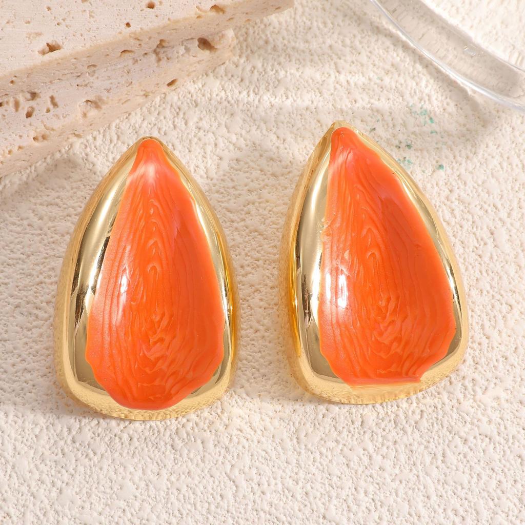New Water Drop Enamel Oil Drop Earrings Fashion Light Luxury High Sense Women's Earrings Versatile Ear Jewelry
