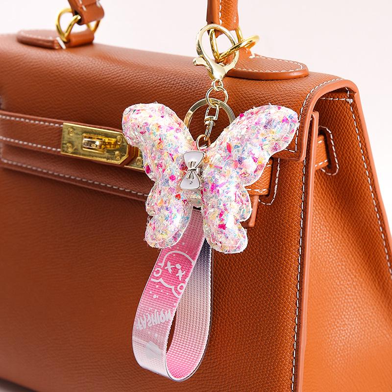 Sequin Butterfly Keychain Pendant розовый