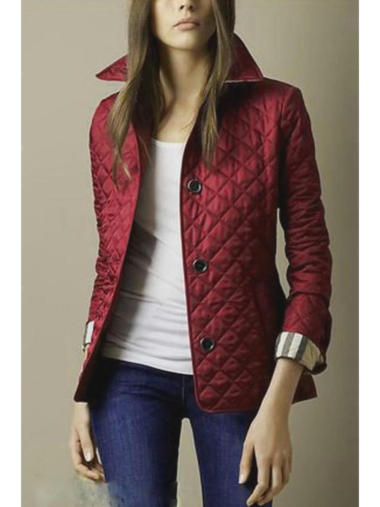 Stilvolle europäische & amerikanische Mode Revers Einreihig Schmale Baumwolljacke