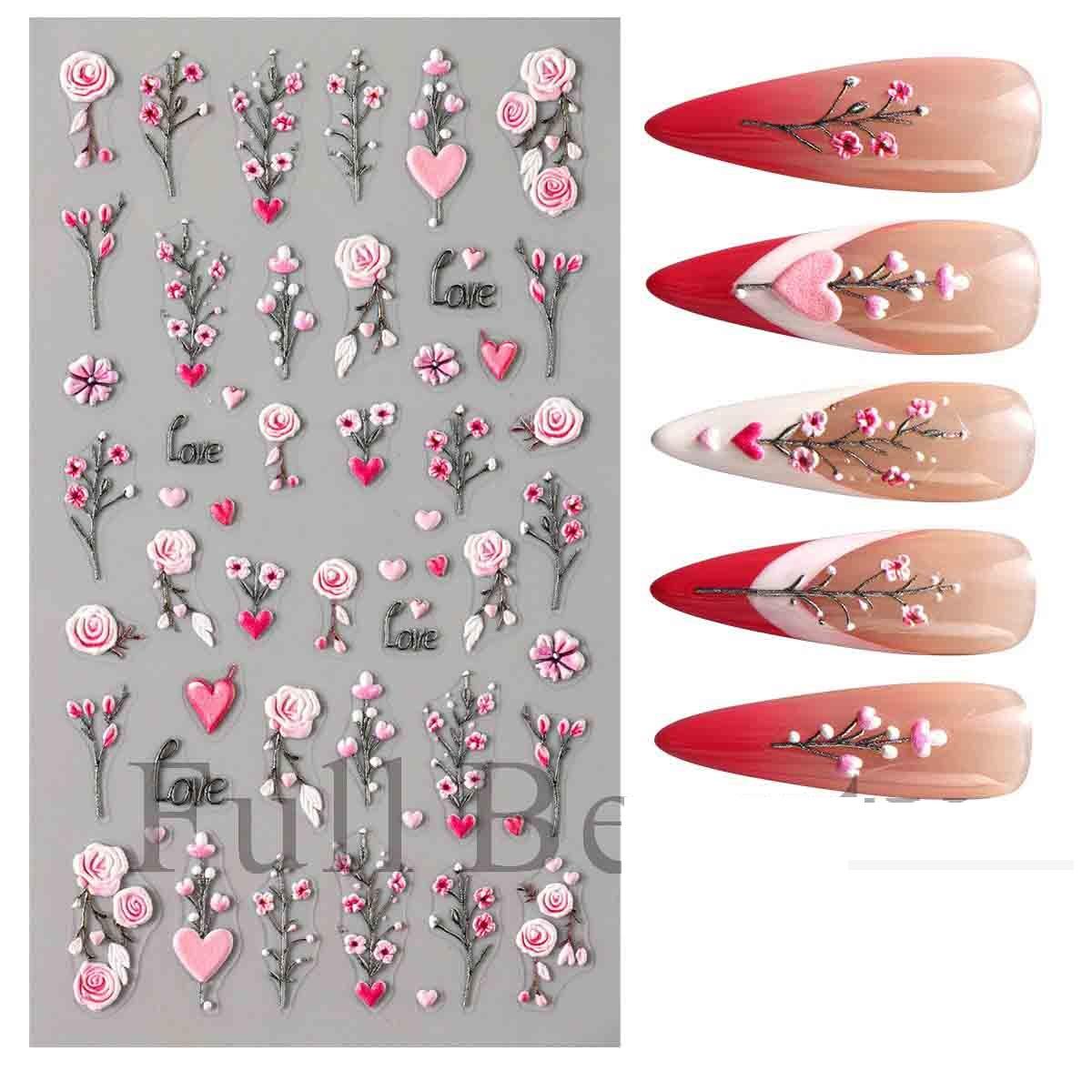 

5D тисненный фиолетовый цветок ириса, наклейка для ногтей, фиолетовые цветочные слайдеры, подсолнух для дизайна ногтей, маникюра, украшения