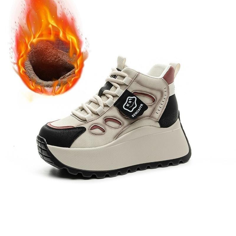 Platform Shoes Women s New Style Plus Velvet High-top Casual Fashion All-match Small Children s Shoes 40