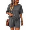 Women’s Relaxed Fit Short Sleeve Top and Shorts Two Piece Outfit Set for Casual Summer Wear Lounge and Daily Activities