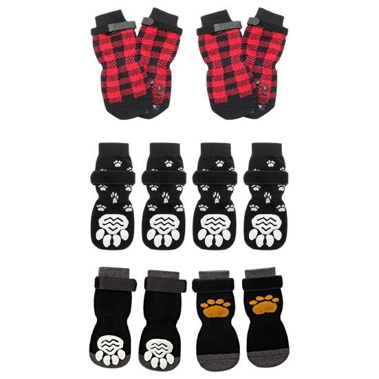 4Pcs Dog Socks Super Soft Fastener Tape Non-Slip Breathable Easy-wearing Decorative Cotton