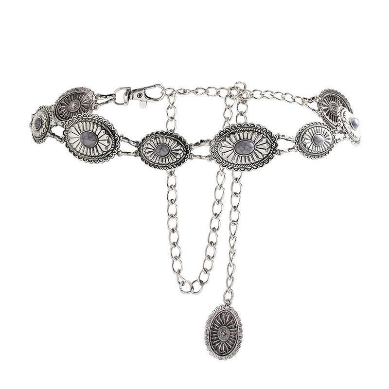 New Retro Turquoise Bohemian Metal Denim Western-style Fashionable Waist Chain Belt