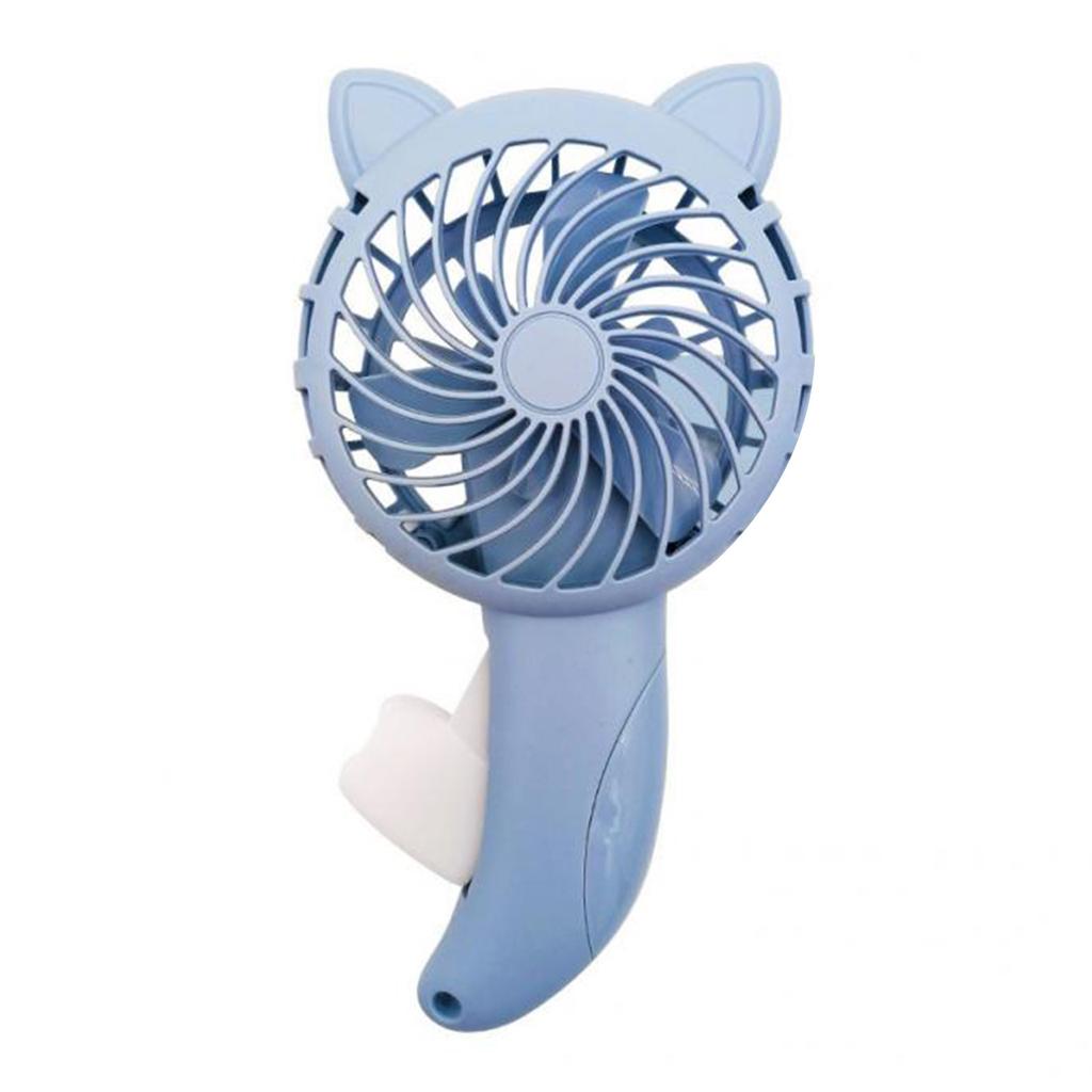 Hand Press Fan Cartoon Cat Ear Handheld Fan No Battery Manual Small Cooling Fan for Travel Outdoor