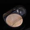 9x24cm Eternal Flower Glass Dome with Solid Wood Base Transparent Display Cover for DIY Craft Valentine Gift Compact Storage