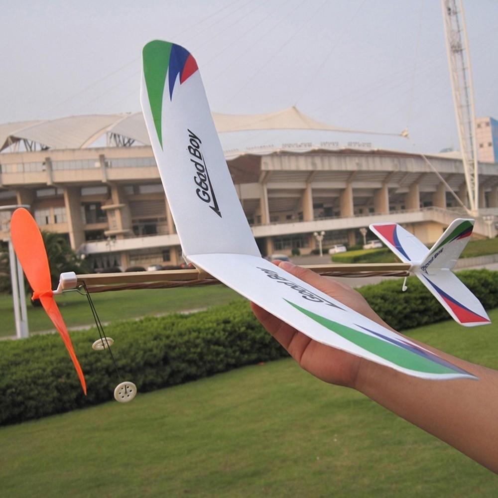 Rubber Bands Power DIY Airplane Model Multicolors Foam Plane Flying Glider for Kids Outdoor
