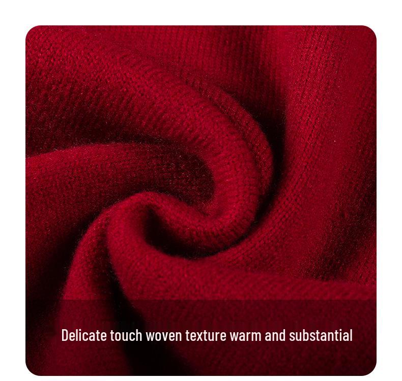 2026 Unisex Red New Year Sweater: Trendy Casual Knitwear with Round Neck for Couples