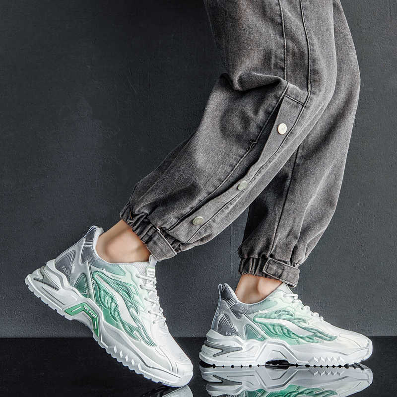 Fashion Two Tone High Tops Men's Sneakers Shoes Flats Golf Badminton Shoes Man Sports Everything Lofers Industrial Sewing