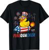 Patriotische Gummiente Knallkörper USA-Flagge Lustiges 4. Juli T-Shirt