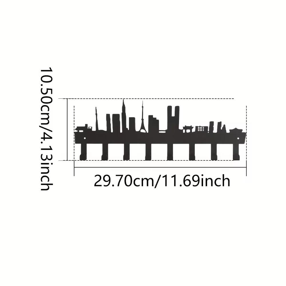 City Silhouette Key Hooks - Multi-Purpose for Clothes Bags in Household, Decorative Holder for Living Room Wall
