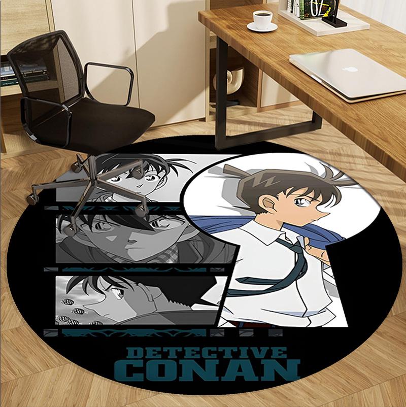 Detektiv Conan Muster Runder Teppich, Innen-/Außenmatte, für Picknick, Spielzimmer, Schlafzimmer, Büro, Wohnzimmer, Heimdeko Teppich, Geburtstagsgeschenk