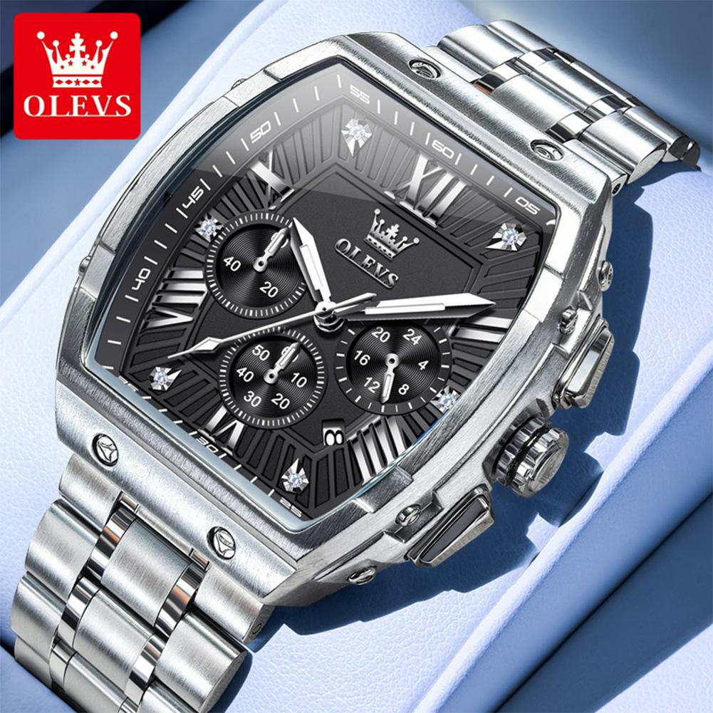 OLEVS 5639 Classic Men's Watch Auto Date Timing Code 24 Hour Stainless Steel Waterproof Luminous Quartz Wristwatch For Men